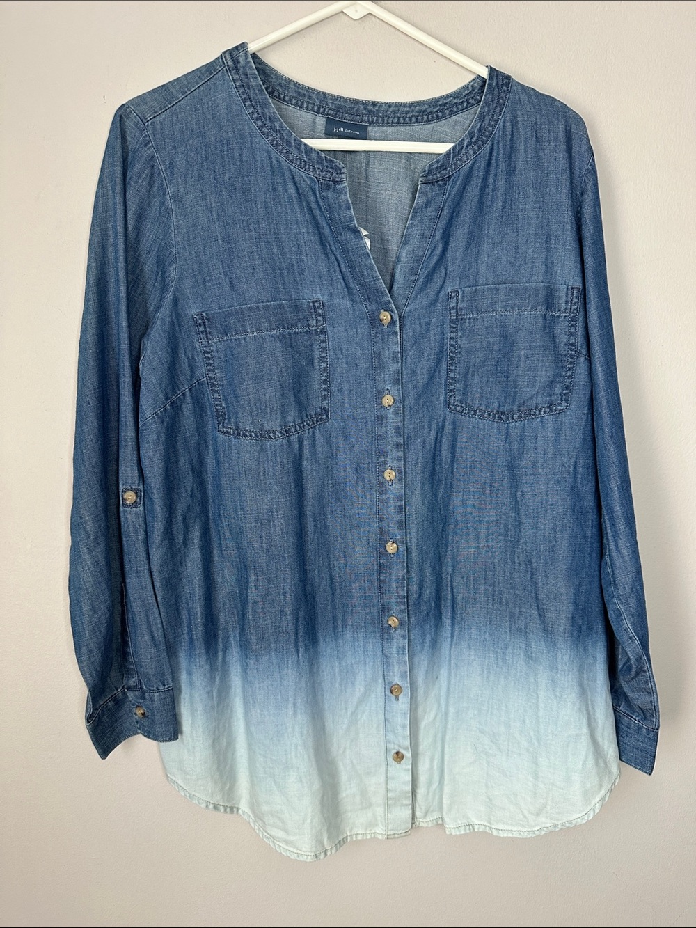 J. Jill Denim Ombre Button-Up Shirt - Blue to Light Blue size M NWT